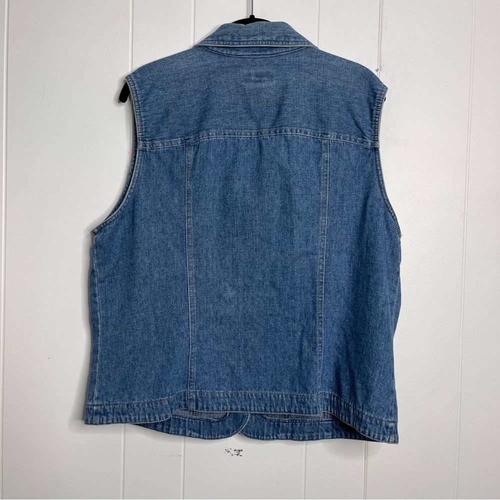 Crazy Horse Liz Claiborne Blue Denim Vest with Collar Size XL Country 90s - Picture 3 of 8